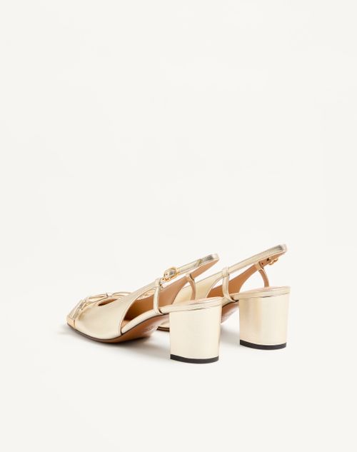 Valentino Garavani - Valet Du Roi Slingback Pump In Laminated Nappa 60mm - Platinum/gold - Woman - Pumps And Slingbacks