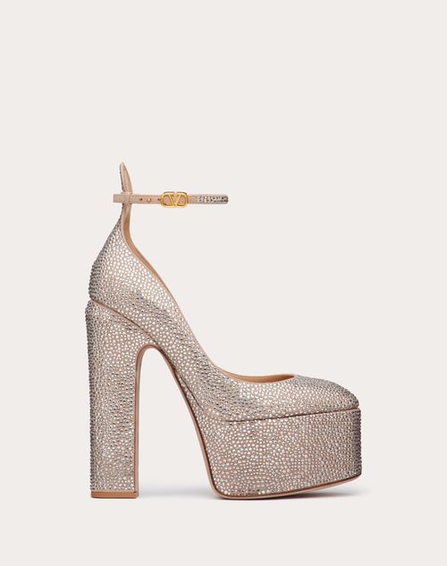 Valentino Garavani - Valentino Garavani Tan-go Pump With Crystals 155mm - Crystal/rose Cannelle - Woman - High Heel Pumps