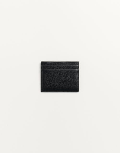 Valentino Garavani - Rockstud Grainy Calfskin Cardholder - Black - Man - Wallets And Small Leather Goods