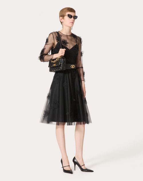 Valentino - Tulle Illusione Embroidered Dress - Black - Woman - Dresses