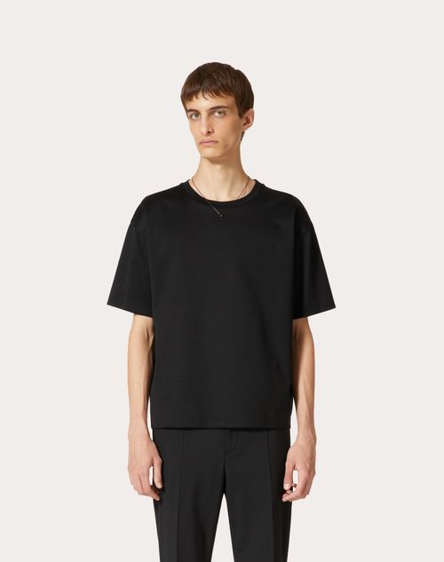 Double Cotton T-shirt for Man in Black | Valentino US