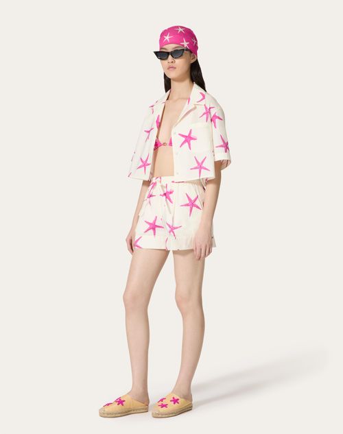 Valentino - Camisa De Starfish Popeline - Marfil/pink Pp - Mujer - Camisas Y Tops