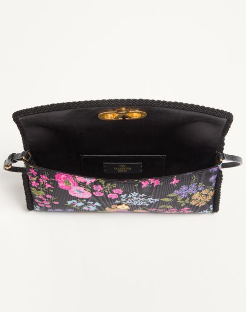 Valentino Garavani - Valentino Garavani Devain Small Shoulder Bag In Moiré Papier Floral Fabric - Multicoloured - Woman - Shoulder Bags