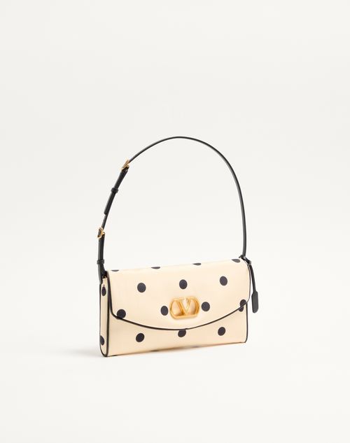 Valentino Garavani - Valentino Garavani Devain Small Shoulder Bag In Moiré Plus De Pois Fabric - Butter/black - Woman - Shoulder Bags
