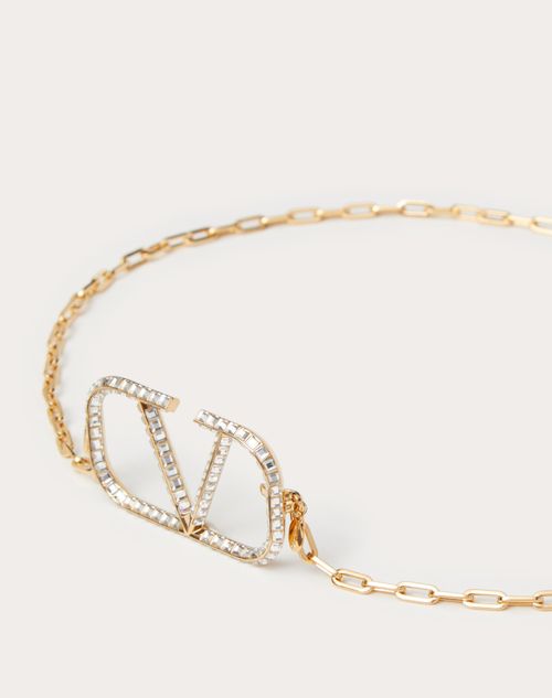 V Logo Embellished Chain Belt in Multicoloured - Valentino