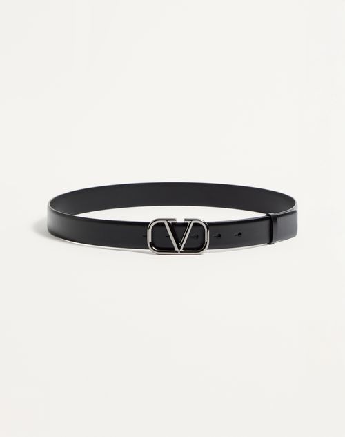 Valentino Garavani - Vlogo Signature Calfskin Belt 30 Mm - Black - Man - Accessories
