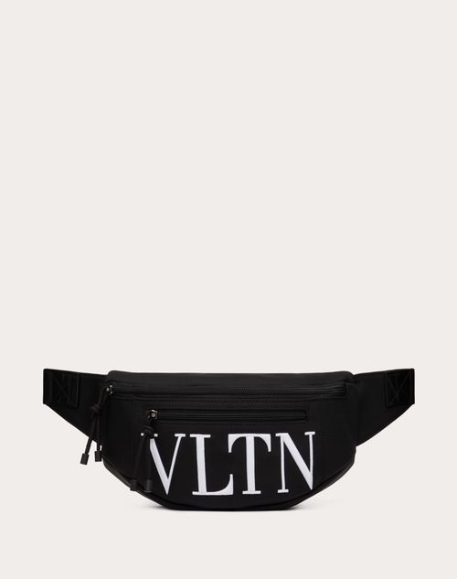 Vltn Nylon Belt Bag for Man in Black/white | Valentino US