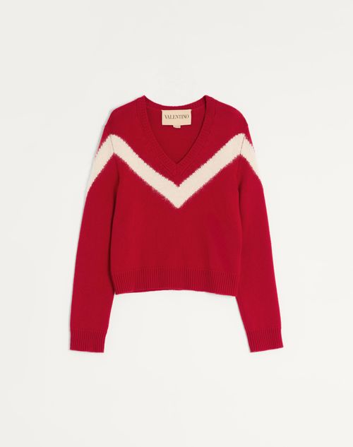 Valentino - Valentino Wool Jumper With Vlogo Bow At The Back - Paris/ivory - Man - Knitwear
