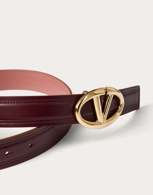 Valentino Garavani - The Bold Edition Vlogo Shiny Calfskin Belt 30 Mm - Brown/pink - Woman - Accessories