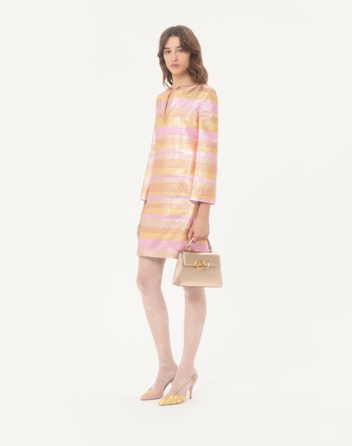 Valentino Garavani - Valentino Garavani Vsling Small Handbag In Laminated Grainy Calfskin - Champagne - Woman - Top Handle Bags