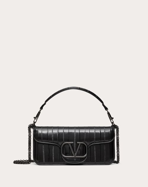 Valentino Garavani - Sac Porté Épaule Valentino Garavani Locò En Cuir D'anguille - Noir - Femme - Sacs Porté Épaule