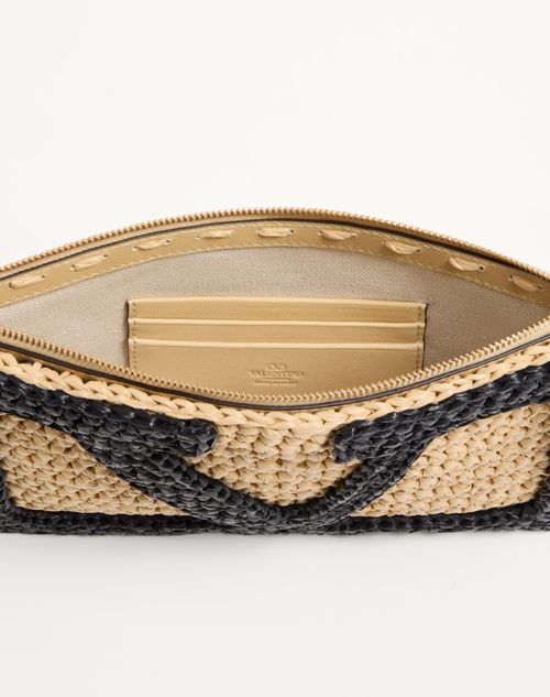 Valentino Garavani - VALENTINO GARAVANI VIVA SUPERSTAR SYNTHETIC RAFFIA POUCH - Natural - Woman - Clutches