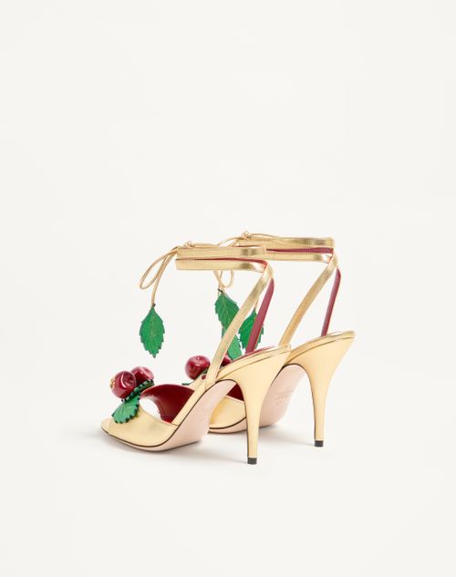 Valentino Garavani - Cherryfic Sandal In Laminated Nappa Leather And Kidskin 100mm - Antique Brass/multicolor - Woman - Sandals