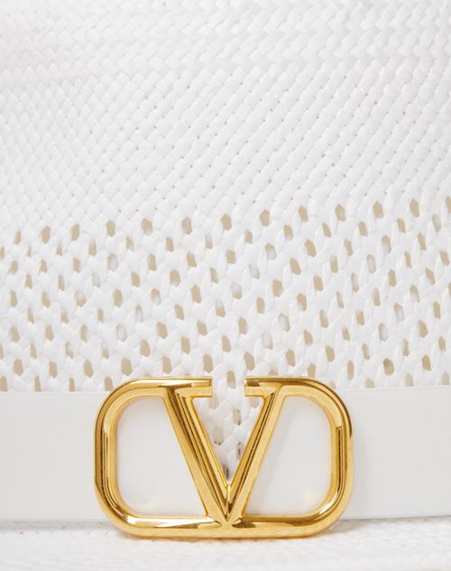 Valentino Garavani - Chapeau Fedora Vlogo Signature En Papier Textile Et Cuir - Blanc - Femme - Gants Et Chapeaux