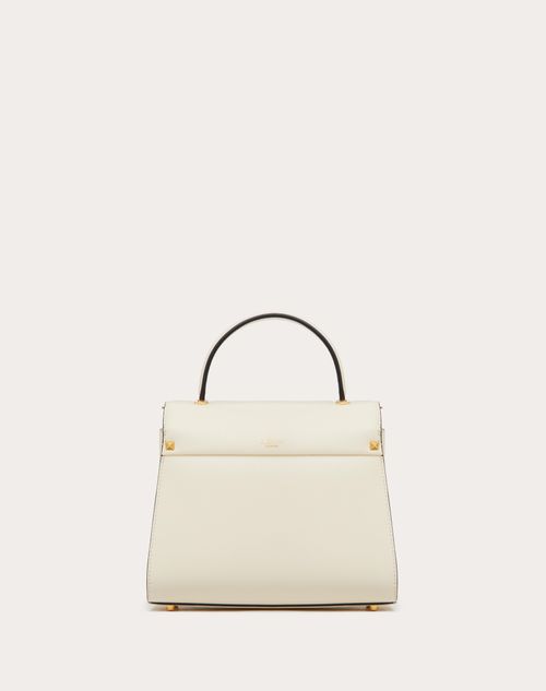 Valentino Garavani - Rockstud Grainy Leather Handbag - Light Ivory - Woman - Top Handle Bags