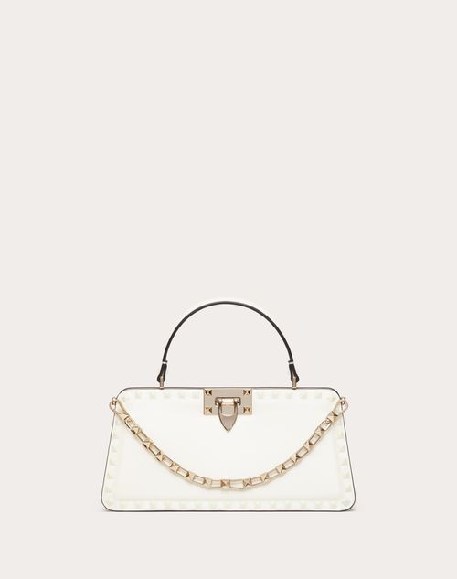 Valentino Garavani - Rockstud Calfskin Handbag - Ivory - Woman - Top Handle Bags