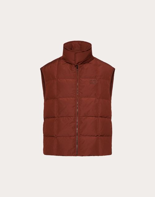 Valentino - Cotton Nylon Vest With Vlogo Signature Patch - Brick Red - Man - Down Jackets