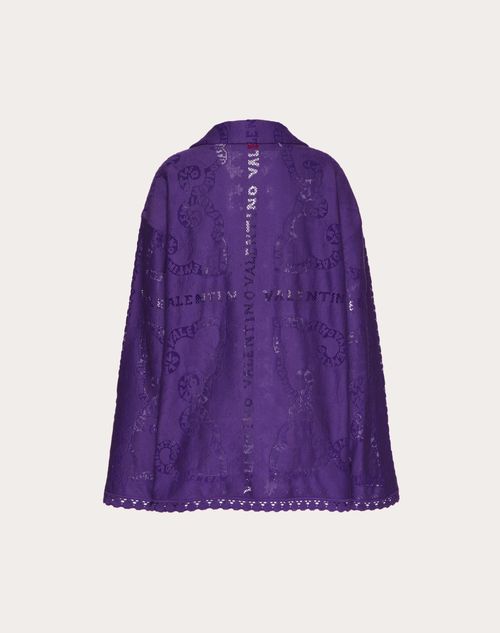 Valentino - Vestido Estilo Caftán De Encaje Guipure De Algodón - Astral Purple - Mujer - Vestidos