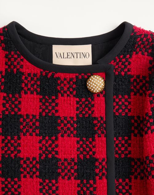 Valentino - Short Dress In Damier Tweed - Paris/black - Woman - Dresses