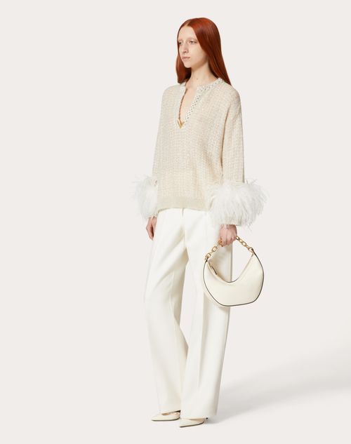 Valentino - Compact Drap Pants - Ivory - Woman - Winter Shop