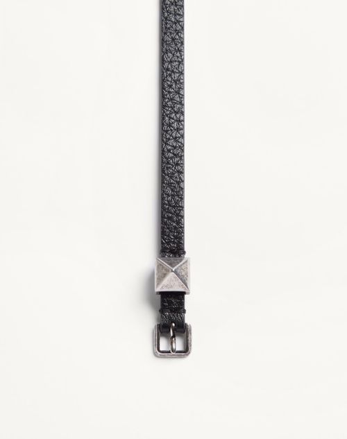 Valentino Garavani - Pulsera Rockstud De Cuero De Valentino - Negro - Hombre - Joyas