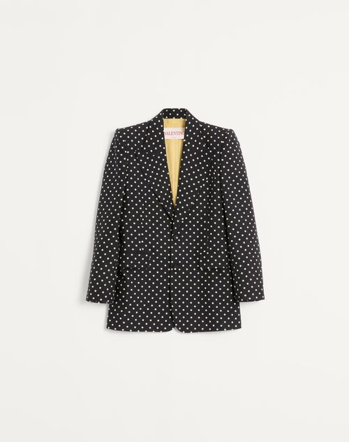 Valentino - Single-breasted Shantung Silk Jacket With Plusdepois Print - Black/birch - Man - Coats And Blazers