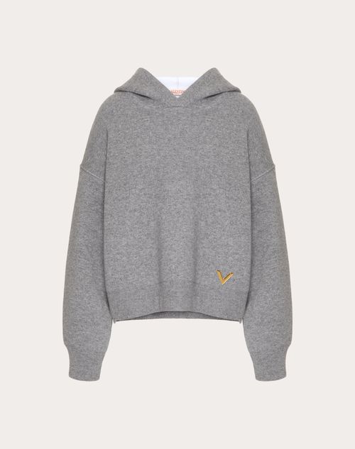 Valentino - Pullover Aus Wolle Und Stretched Viscose - Grau - Frau - Strickwaren