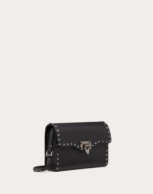 Small Rockstud Grainy Calfskin Crossbody Bag for Woman in Small Rockstud Grainy Calfskin Crossbody Bag for Woman in