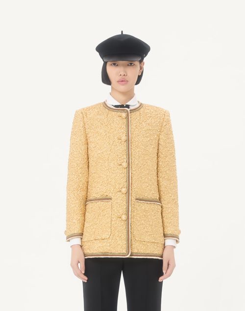 Valentino - Jacquard Cloque Caban - Gold - Woman - Jackets And Blazers