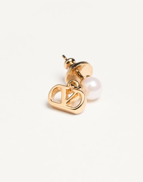 Valentino Garavani - Vlogo Signature Metal And Pearl Earrings - Gold/cream - Woman - Jewelry