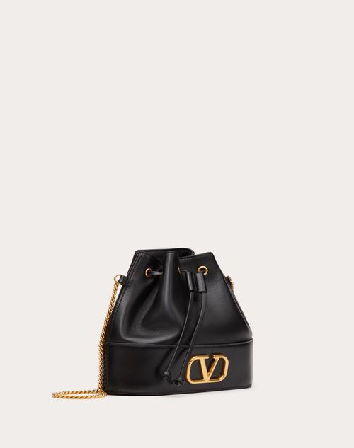 Valentino Garavani - Mini Bucket Bag In Nappa With Vlogo Signature Chain - Black - Woman - Shoulder Bags