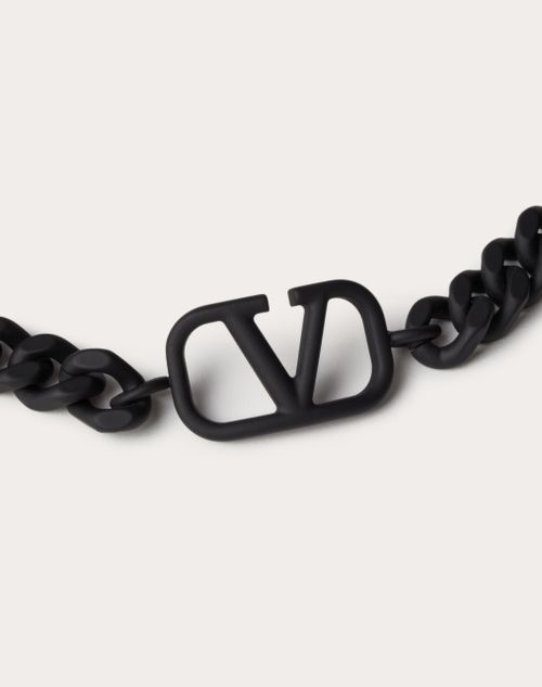 Valentino Garavani - Vlogo Signature Metal Bracelet With Rubber-effect Finish - Black - Man - Man Sale