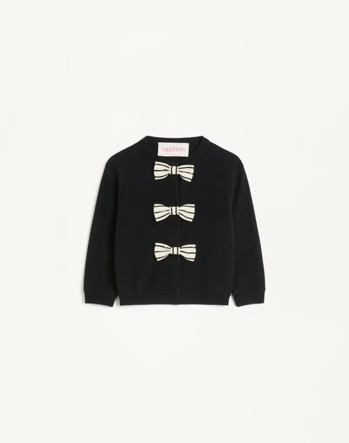 Valentino - Cardigan With Embroidered Bows - Black - Woman - Knitwear