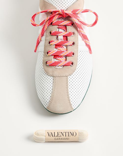 Valentino Garavani - Strikie Sneaker In Perforated Nappa And Suede - White - Man - Sneakers