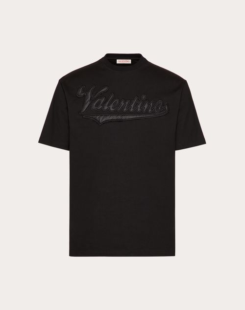 Valentino - Cotton T-shirt With Valentino Patch - Black - Man - Tshirts And Sweatshirts