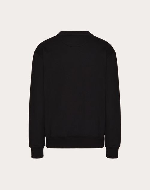 Valentino - Valentino Print Cotton Crewneck Sweatshirt - Black - Man - T-shirts And Sweatshirts