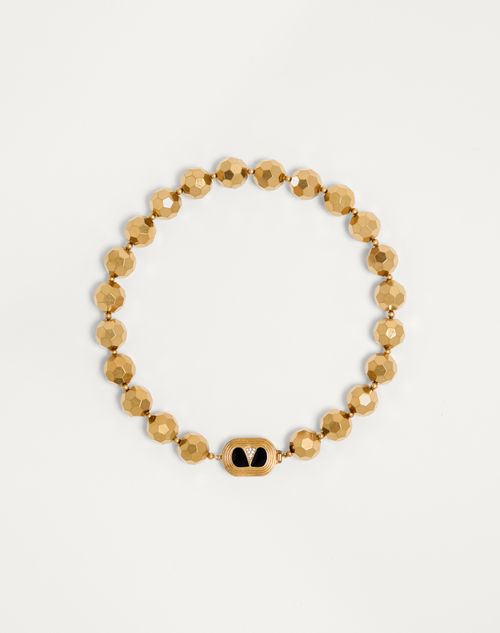 Valentino Garavani - Ovalette Necklace In Resin, Enamel, Metal And Swarovski® Crystals - Yellow Gold/black - Woman - Jewellery