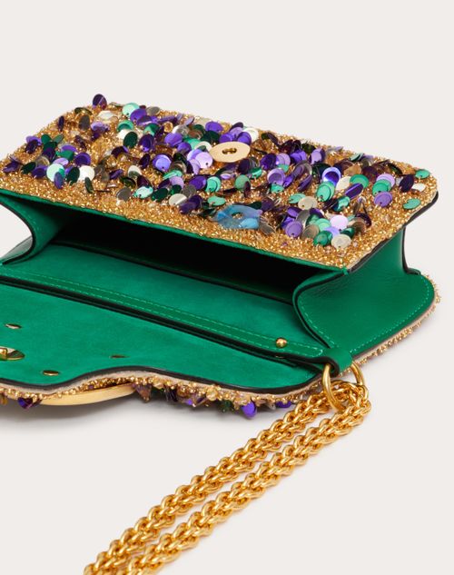 tilnærmelse paraply Intrusion Small Locò Shoulder Bag With 3d Embroidery for Woman in Gold/multicolor |  Valentino US