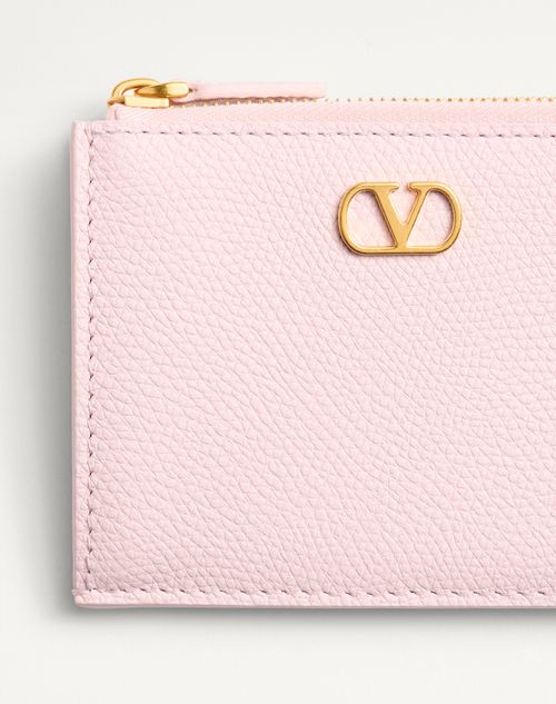 Valentino Garavani - Vlogo Signature Grainy Calfskin Card Holder - Rose Quartz - Woman - Wallets And Small Leather Goods