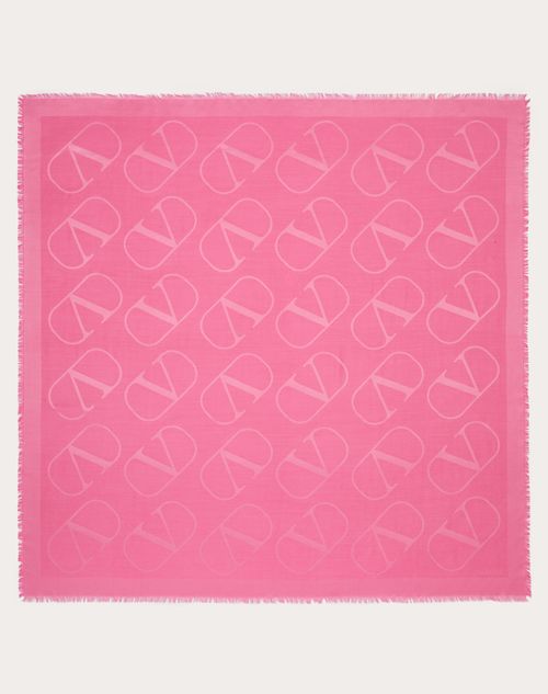 Valentino Garavani - Vlogo Signature Jacquard Shawl In Silk And Wool 140x140 Cm - Eclectic Pink - Woman - Soft Accessories