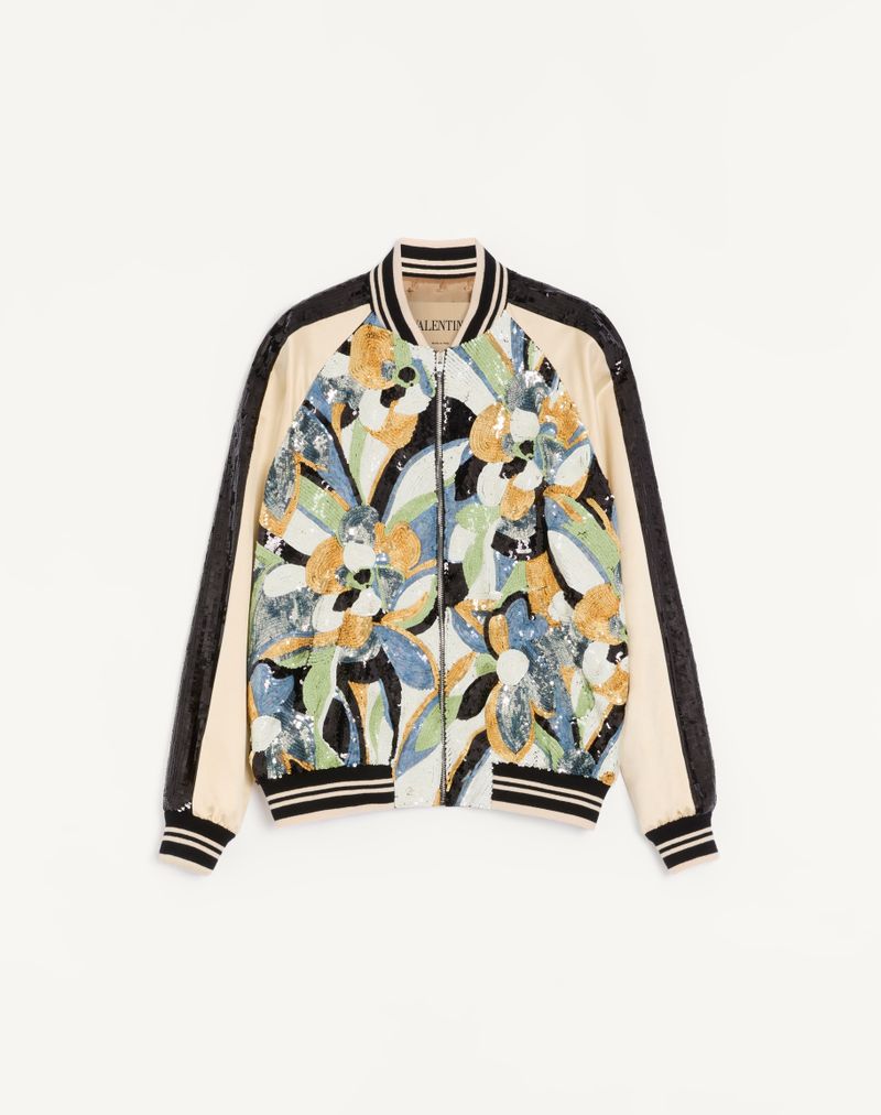 Veste Soie Souvenir Sequins Brodés Multicolore — Valentino