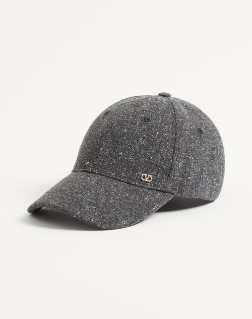 Valentino Garavani - Valentino Garavani Vlogo Signature Wool Baseball Cap - Grey - Man - Hats And Gloves