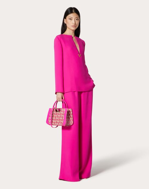 Valentino Garavani - Small Vlogo Signature Toile Iconographe Handbag - Beige/pink Pp - Woman - Totes