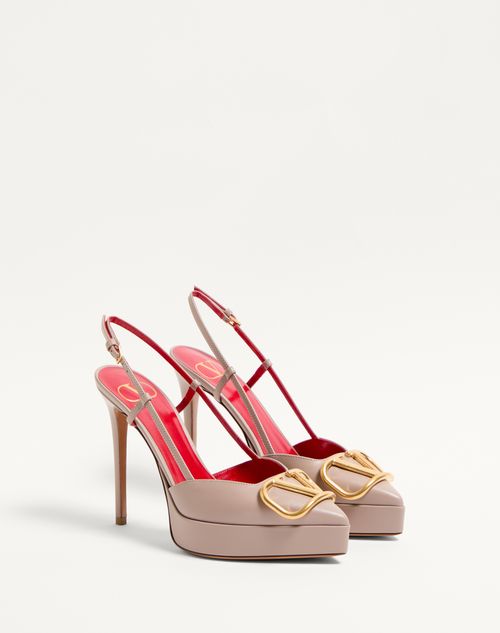 Valentino Garavani - Vlogo Signature Calfskin Slingback Platform Pump 120mm - Poudre - Woman - Pumps