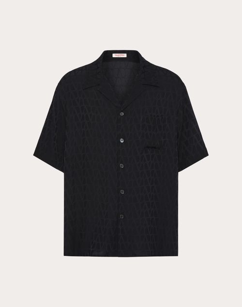 Valentino - Chemise Bowling En Soie À Motif Toile Iconographe - Noir - Homme - Shelf - Mrtw - Pre Ss24 Toile