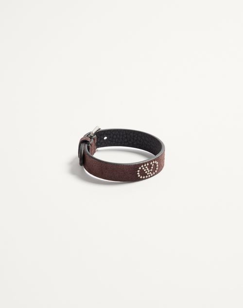 Valentino Garavani - Vlogo Signature Suede And Metal Bracelet - Brown - Man - Jewelry