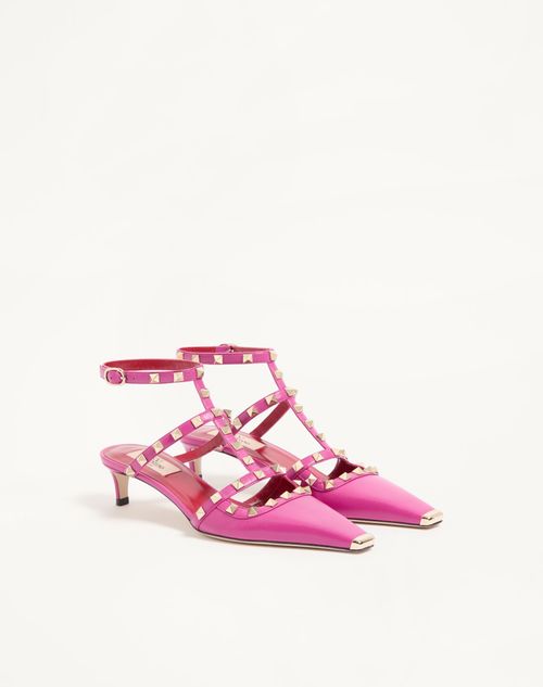 Valentino Garavani - Rockstud Court Shoes In Kid Leather 40mm - Fuchsia - Woman - Pumps And Slingbacks