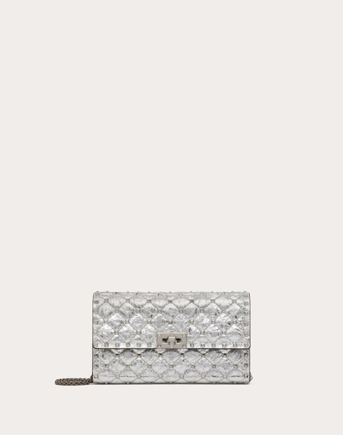 Valentino Garavani - Sac Porté Épaule Rockstud Spike En Cuir D'agneau Métallisé - Argent - Femme - Cadeaux Pour Elle