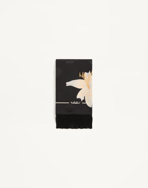 Valentino Garavani - Apres L'hiver Lilium Silk Scarf - Black/butter - Woman - Shelf - Soft Scarves