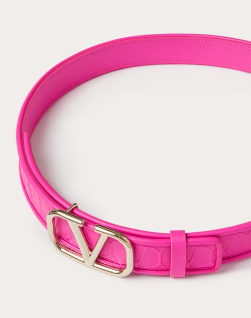 Valentino Garavani - Valentino Garavani Leather Toile Iconographe Calfskin Belt 30 Mm - Pink Pp - Woman - Woman View All